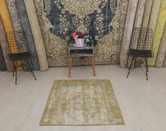 Tapis Oushak, tapis turc, tapis bohème, tapis doux, tapis neutre, tapis pour enfants, tapis vintage, tapis en laine, petit tapis, tapis dinde, tapis Oushak, tapis, A-1632