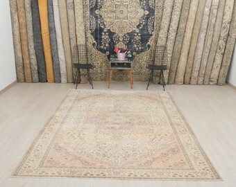 6x9 Rug, Oushak Area Rug, 6x9 Turkish Rug, Vintage Area Rug, Living Room Rug, Oushak Rug, 6x9 Vintage Rug, Wool Rug, Area Rug, Rug, S-2637