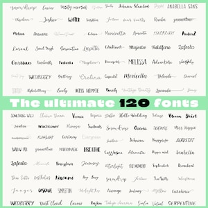 Ultimate 120 Font Bundle - Font Bundle, Handwritten Fonts, Calligraphy Fonts, Script Fonts, Font for Cricut, Procreate Fonts, Commercial Use