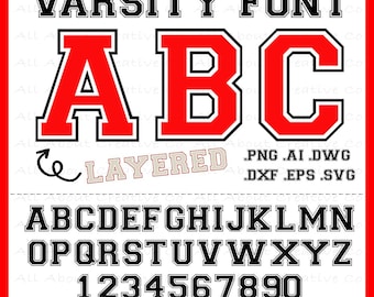 Fuentes universitarias SVG, Fuentes de camisetas SVG, Alfabeto deportivo SVG, Letras universitarias SVG, Fuentes deportivas, Fuentes universitarias, Alfabeto universitario SVG, Fuentes de fútbol