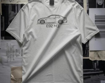 BMW E92 M3 Car Sketch Design T-Shirt | Automotive Outline Tee
