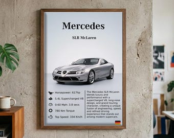 Mercedes SLR McLaren-poster | Spiegelreflexkunst aan de muur | Supercar-print | Digitale download