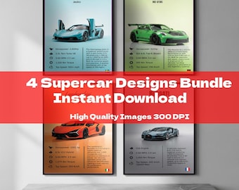 Supercar Poster Bundle – Bugatti, Lamborghini, Porsche, Koenigsegg