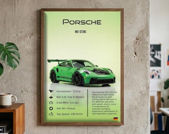Porsche 911 GT3 RS 992 Poster | Wall Art | Supercar Digital Download PNG