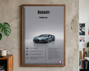 Bugatti Tourbillon Digital Poster • High-Res Car Wall Art • Instant Download