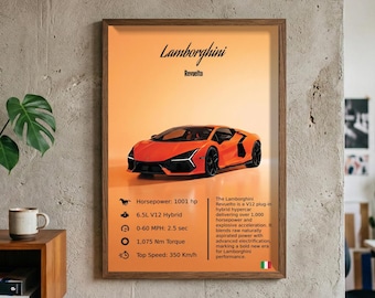 Lamborghini Revuelto Poster | Wall Art | Supercar Poster | Car Digital Download