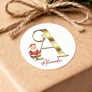 Personalized Santa Claus Christmas Name Labels, Custom Kids Gift Label Stickers Christmas Stickers Sheet, Personalized Holiday Gift Labels
