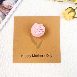 Crochet Mother's Day Greeting Card, Cute Handmade Crochet flower Greeting Card, 3D Crochet Flower Holiday Greeting Card Mother's Day Gifts