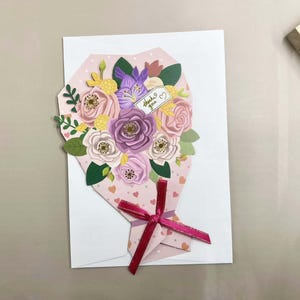 Cartes de voeux bouquet miniature, jolies cartes de voeux fleurs faites à la main, carte de voeux fleurs vacances cartes de bénédiction message cadeau fête des mères