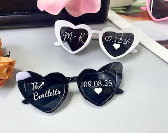 Custom Wedding Sunglasses,  Personalised Wedding Date Initials Love Heart Sunglasses, Wedding Personalised Sunglasses Wedding Favors Gifts