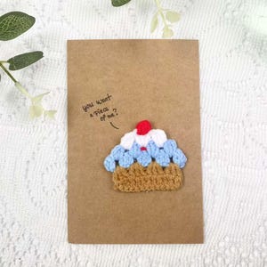 Miniature gâteau au crochet carte de voeux d'anniversaire, jolie carte de voeux gâteau au crochet fait main, gâteau au crochet 3D carte de vœux cadeau d'anniversaire pour elle