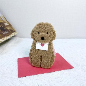 Mini 3D Puppy Greeting Card, Adorable Handmade Plush Puppy Greeting Card, Personalized Pop-up Puppy Holiday Greeting Card Birthday Gifts