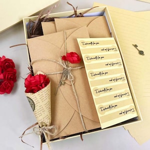 Ceremonial High-end Dried flower Envelope Stationery Gift Box, Handwritten Romantic Love Letter Birthday Confession Gift Box, Gift for Her