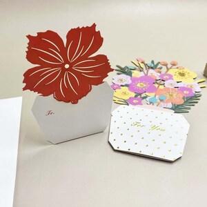 Cartes de voeux bouquet miniature, jolies cartes de voeux fleurs faites à la main, carte de voeux fleurs vacances cartes de bénédiction message cadeau fête des mères
