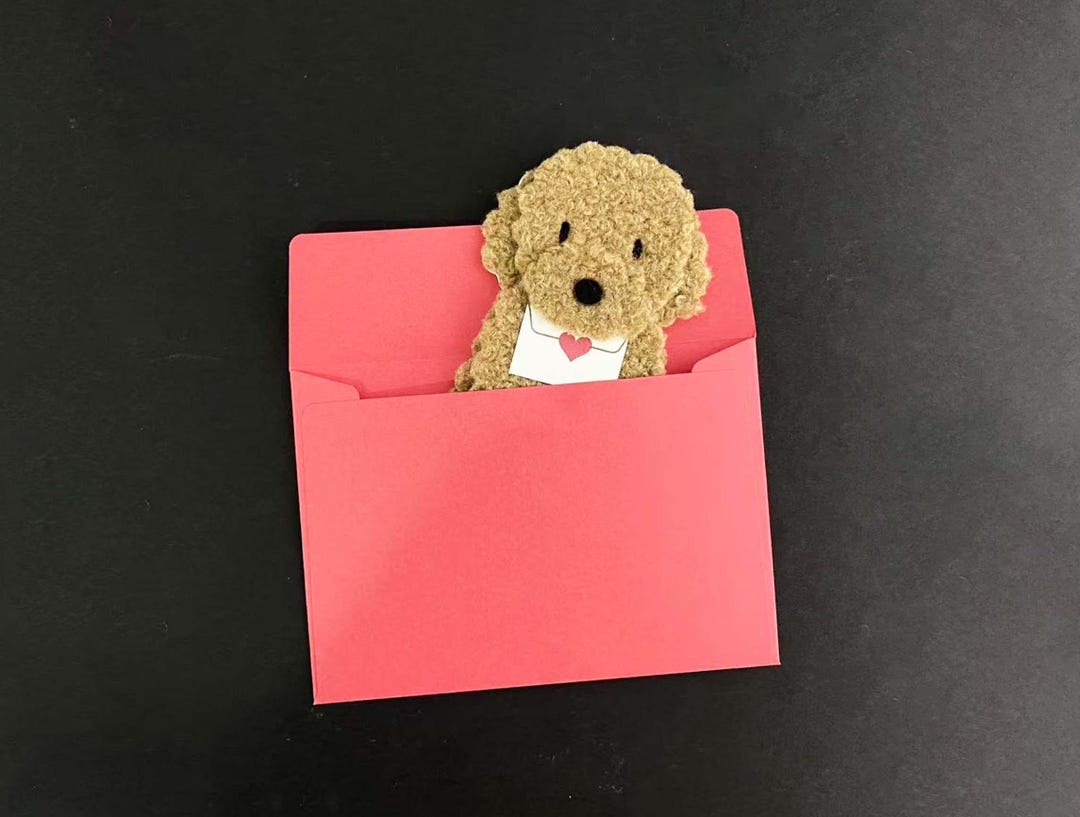 Mini 3D Puppy Greeting Card, Adorable Handmade Plush Puppy Greeting Card, Personalized Pop