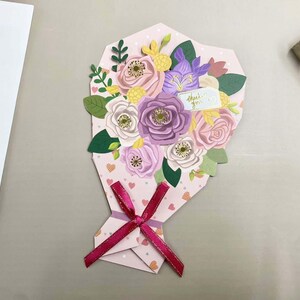 Cartes de voeux bouquet miniature, jolies cartes de voeux fleurs faites à la main, carte de voeux fleurs vacances cartes de bénédiction message cadeau fête des mères