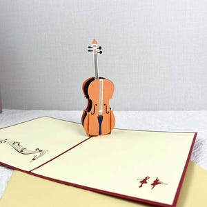 Affascinante biglietto d'auguri pop-up 3D a forma di violino, biglietto d'auguri pop-up a forma di violino, regalo di compleanno, elegante biglietto d'auguri pop-up 3D a forma di violino, regalo di anniversario