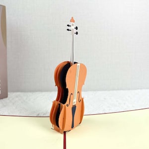 Charming 3D Pop-up Violin Greeting Card, Violin Pop-up Greeting Card Birthday Gift, Elegant 3D Pop-up Violin Greeting Card Anniversary Gift