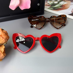 Custom Heart Wedding Sunglasses,  Personalised Bridal Party Heart Shaped Sunglasses, Wedding Personalised Sunglasses Wedding Favors Gifts