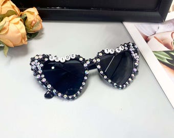 Custom Wedding Sunglasses,  Personalised Wedding Date Initials Love Heart Sunglasses, Wedding Personalised Sunglasses Wedding Favors Gifts
