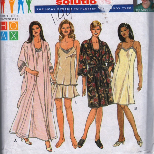 Simplicity 8486 Womens Slip Nightgown Camisole Tap Pants Robe Pattern Plus Size Sewing Size 18 20 22 24 Bust 40 - 46 Or 26 28 30 32 UNCUT
