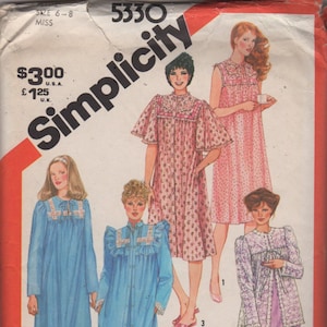 Simplicity 5330 1980s Misses Nightgown Robe Bed Jacket Pattern Womens Vintage Sewing Pattern Size Petite or Small