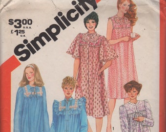 Simplicity 5330 1980s Misses Nightgown Robe Bed Jacket Pattern Womens Vintage Sewing Pattern Size Petite or Small