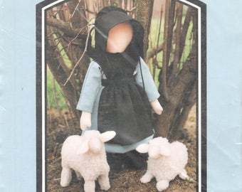 Sugar Camp Road Rachels Lambs 14 Inch Amish Rag Doll 6 Inch Lamb and Doll Clothes Pattern Vintage Toy Sewing Pattern UNCUT