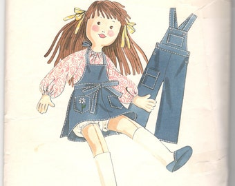 Kwik Sew 609 1970s Girl Lisa Rag Doll and Doll Clothes Pattern 30 Inch Soft Doll Vintage  Sewing Pattern