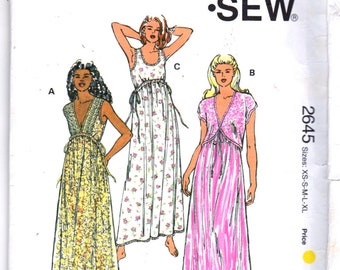 Kwik Sew 2645 Misses Lingerie Feminine Nightgown and Bolero Jacket Pattern Womens  Sewing Pattern Size XS  S M L XL  Bust 31 - 45 UNCUT