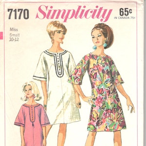 Simplicity 7170 1960s Jiffy Misses CAFTAN Pattern Bell Sleeves Womens Vintage Sewing Pattern Size Small B 31 - 32