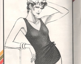 Stretch & Sew 1330 1980s  Misses SKIRTED  SWIMSUIT Pattern  V Neck Womens Vintage Sewing Pattern Bust 30 - 44 UNCUT