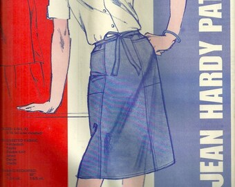 Jean Hardy 800 1970s Misses  Front Wrap Skirt Pattern  Easy Womens Vintage Sewing Pattern Sizes S M L XL Uncut