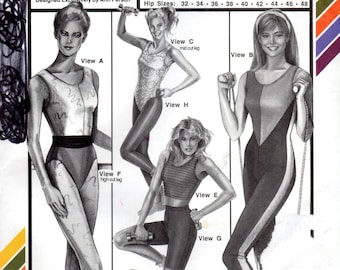 Stretch & Sew 308 1980s Misses Unitard Leotard Bra Top Trunks Tights Exercise Shorts Pattern Womens  Sewing Pattern Bust 30 - 46  UNCUT