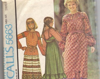 McCalls 5663 1970s Pullover Blouse Wrap Jumper and Skirt Pattern Boho Womens Vintage Sewing Pattern Size Small Bust 32