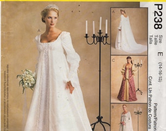 McCalls 2645 Misses Renaissance Wedding Dress Pattern Alicyn P238 Womens Sewing Pattern Size 14 16 18 UNCUT