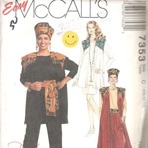 McCalls 7353 P216 Afrocentrische rok broek vest top sjerp Kofi Hat Daphne dames naaipatroon maat 10 12 14, 8 10 12, 18 20 22 of 20 22 24