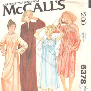 McCalls 6378 1970s Misses Nightgown and Robe Pattern Front Tucked Womens Vintage Sewing Pattern Size Small Bust 32 34 Or Extra Large image 1