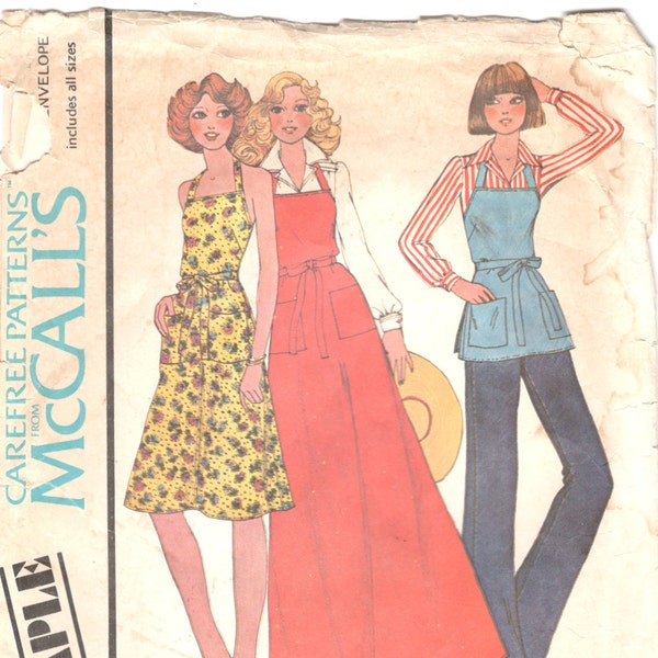 McCalls Sample 1970s Back Wrap Butcher Apron or Halter Sundress Top Pattern Womens Vintage Sewing Pattern Size Pt S M L  Bust 30 -  42