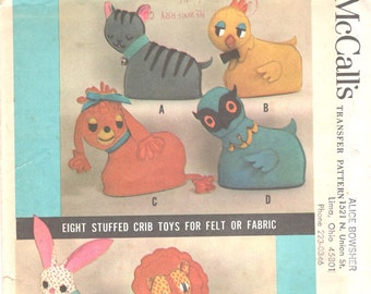 Butterick 4573 Friendly Animals Zoo Rabbit Lion Cat Owl
