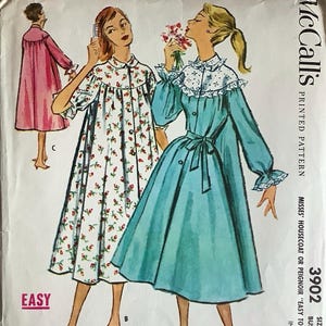 May include: Vintage McCall's pattern 3902 for Misses' housecoat or peignoir. The illustration shows three women in different housecoat designs. The pattern includes the text "EASY" and the size is 12, bust 32.