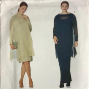 Vogue 2375  Cocktail Dress and Sheer Tunic Pattern Designer Tom and Linda Platt Womens Vintage Sewing Pattern Size 14 16 18 UNCUT