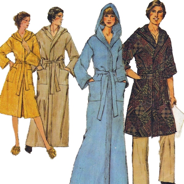 Simplicity 8275 1970s Mens Misses Everybody Hooded Robe Pattern Adult Teen Vintage Sewing Pattern Size Extra LG Bust Chest 42 44 Or L UNCUT
