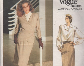 Vogue 1770 1980s Misses Wrap Jacket Slot Pocket Skirt and Blouse Pattern Beene Womens Vintage  Sewing Pattern Size 8 Bust 31