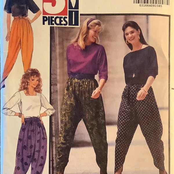 Butterick 5186 Loose Fitting Harem Pants Pattern Tapered Shaped Hems Fast & Easy Womens Vintage Sewing Pattern Size L XL Waist 30 - 37 UNCUT