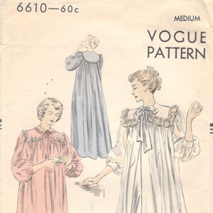 Vogue 6610 1940s Misses Negligee Robe Bed Jacket Pattern Ruffled Yoke Full and Flowing Womens Vintage Sewing Pattern Size Medium Bust 34 36