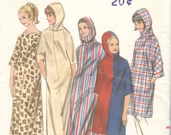 Butterick 3670 1960s Misses Shift CAFTAN Pattern Hood Option Kimono Sleeves Easy Womens Vintage Sewing Pattern Size Small Bust 31 32 UNCUT