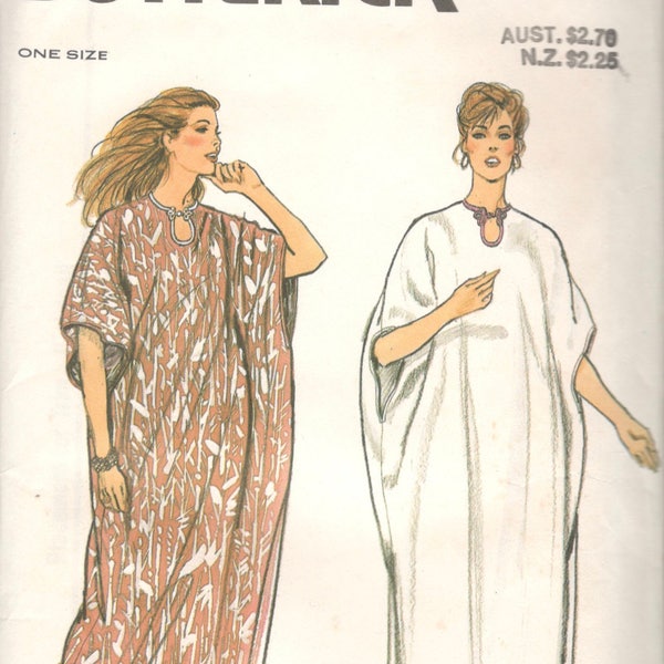 Butterick 3601 1970s Easy CAFTAN Pattern  Dolman Sleeve Keyhole Neck One Size Womens Vintage Sewing Pattern UNCUT
