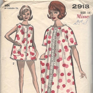 Advance 2918 Misses Shortie Pajamas and Robe Pattern Baby Dolls Top and Bloomers Duster  Womens Vintage Sewing Pattern Size 14 Bust 34 OR 10