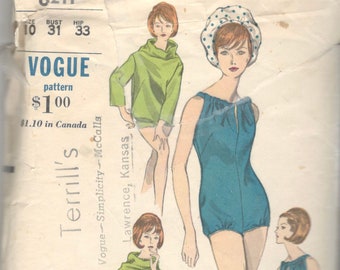 Vintage 1960s Shimmery Aqua Blue Cowl V-Neck Long Sleeve Top w Back Zipper Vintage Size 12